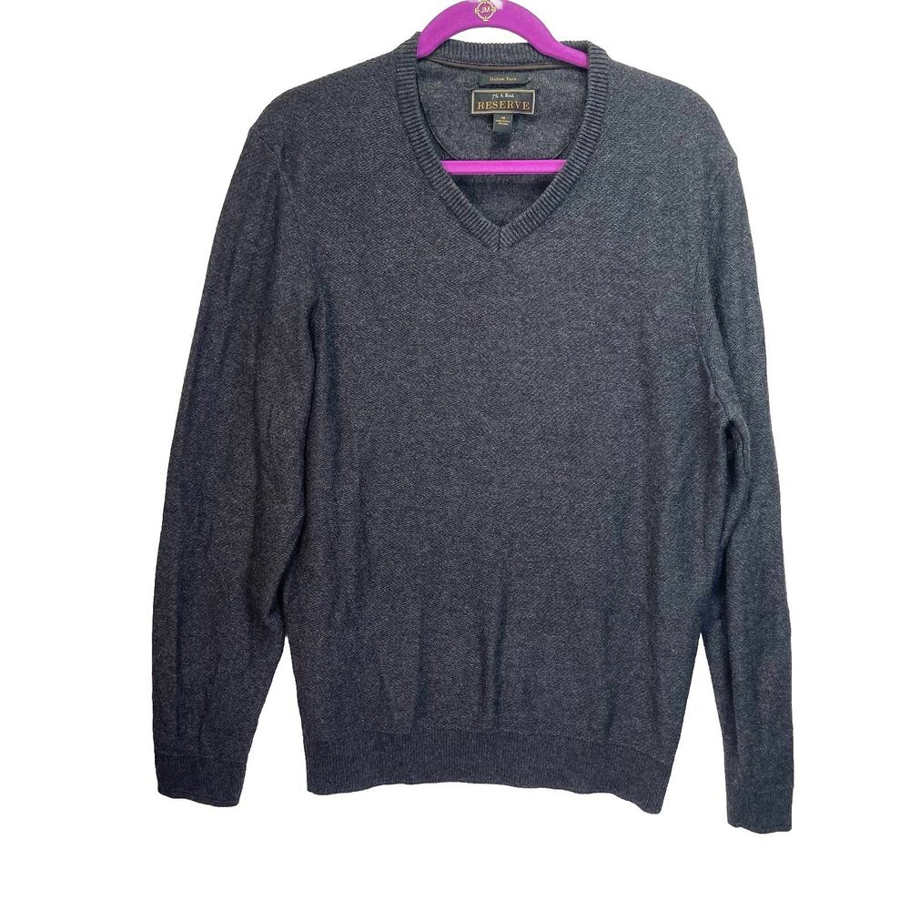 Jos. A. Bank Reserve Men Sz M Italian Yarn V-neck Pullover Sweater Preppy Gray